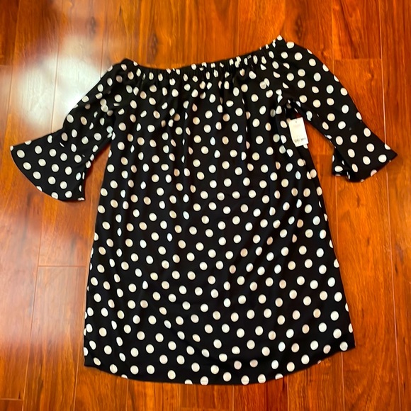 City Streets Dresses & Skirts - Polka dotted off shoulder dress